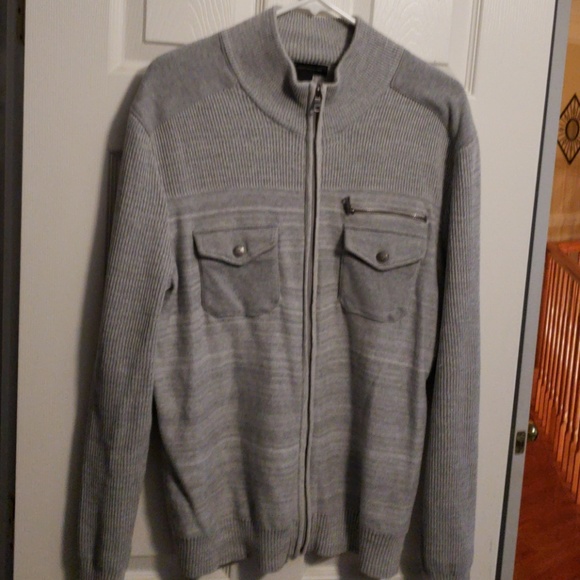 INC International Concepts Men's Loki Fleece Collar Zip Front Plaid Jacket White Size Large main image 0